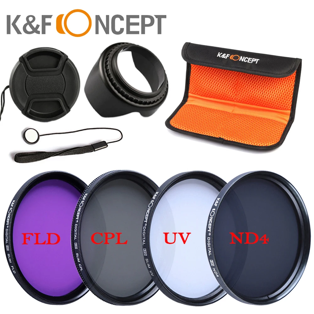 K&F Concept 52mm CPL Polarizing FLD UV ND4 Lens Filter Set For Canon
