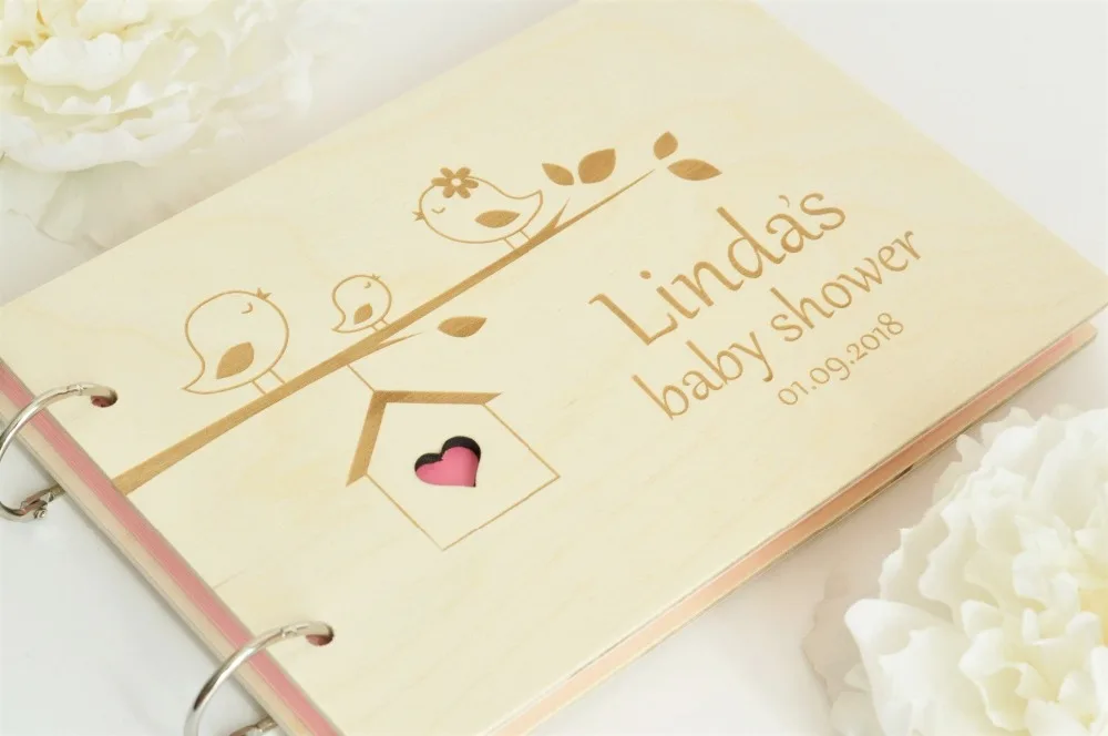 personalize crown Wood Baby Shower Guest Book Photo Guest Book Baby album Sign in book birthday Guestbook photo albums