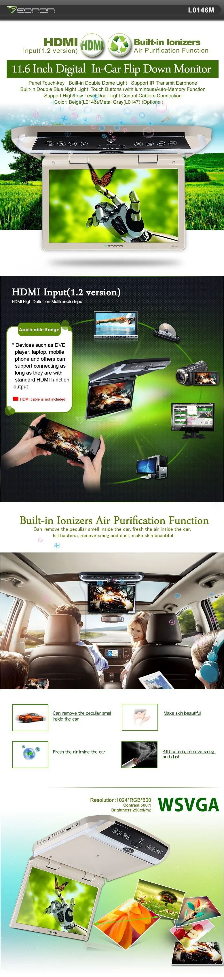 Sale 11.6" Digital In-car Flip Down Car Roof Monitor Roof Mounted Monitor (Metal Gray & Beige Color Optional) with HDMI Input 0 Sale 11.6" Digital In-car Flip Down Car Roof Monitor Roof Mounted Monitor (Metal Gray & Beige Color Optional) with HDMI Input 0