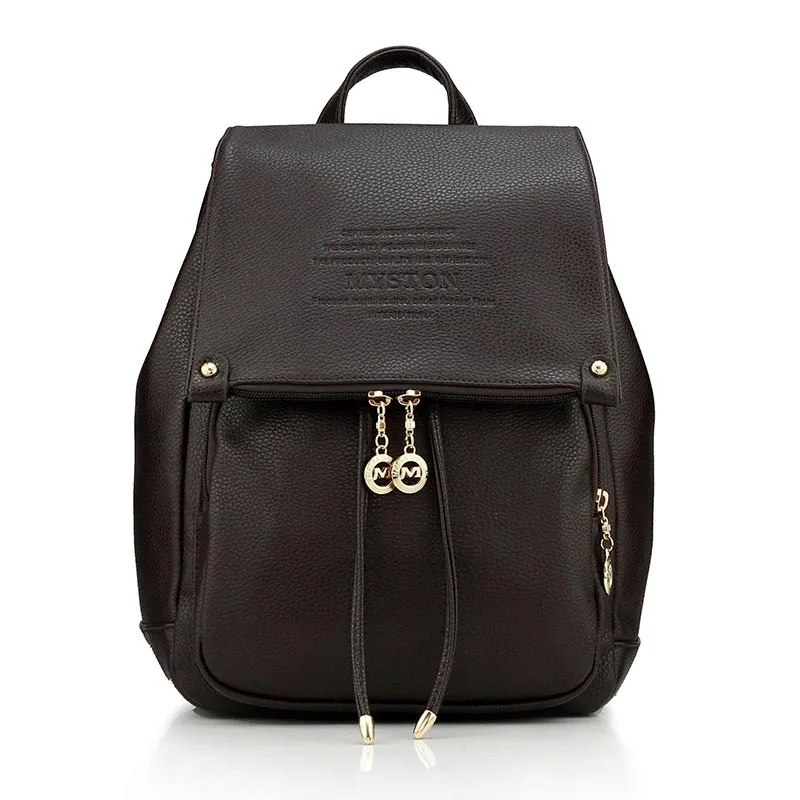 Классический стильный женский рюкзак для путешествий из искусственной кожи с зернистой текстурой личи, повседневная школьная сумка для ноутбука - Цвет: BROWN