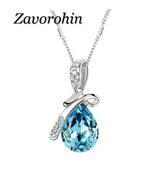 

10pcs/lot Wholesale Water Drop Austrian Crystal Pendants & Necklaces 2019 Fashion Women Girls Birthday Party Jewelry