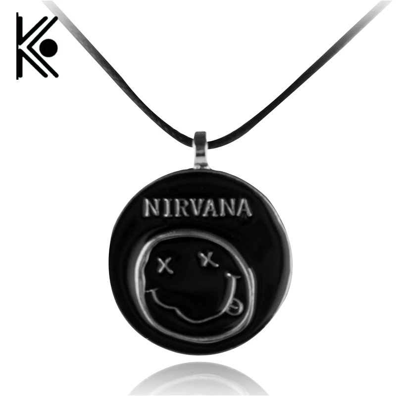 

free 1pcs/lot Black Pendants Retro Nirvana Necklace For Women/Men Girls Boys