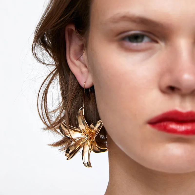 

Vedawas Vintage Ethnic Statement za Earrings For Women Drop Jewelry Bohemian Flower Metal Long Dangle Earrings Pendientes xg1666