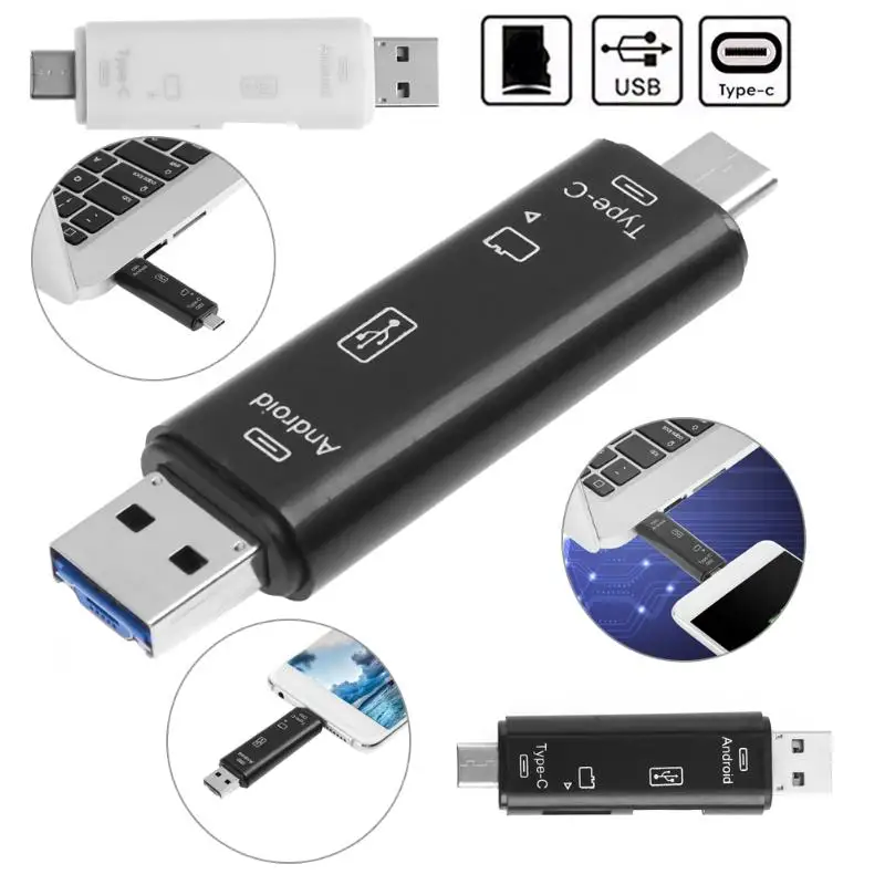 

High Speed Type-C Card Reader Micro USB Type-C Flash Drive Adapter Connector Universal 3 in 1 Combo to Slot TF Card Reader