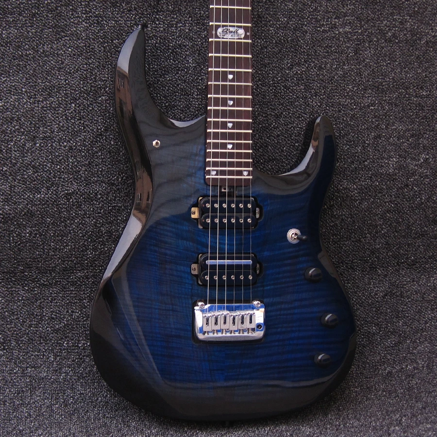 JP6 Musicman Lake Blue Flame Koa Top Quality HH Coil Split Pikcups