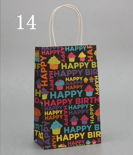 Подарочные пакеты с днем рождения бумаги, крафт-бумажные пакеты, подарочные пакеты для вечеринки 10 шт./партия - Цвет: 14