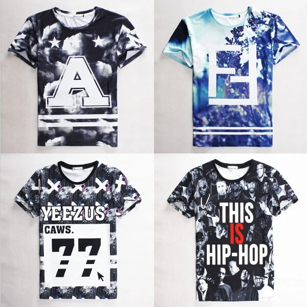 New fashion mans HBA/swag tops tees letter print homme femme/YEEZY 77 t shirt hip hop clothes men t shirt camisetas