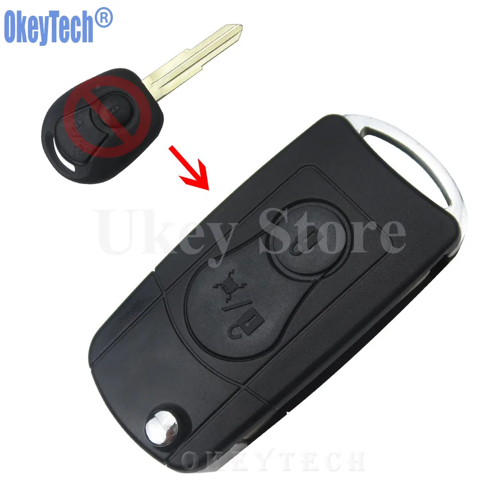 OkeyTech For Ssangyong Remote Modified Flip Key Fob Shell Case 2 Button For Actyon SUV Kyron Rexton Key Car Styling Accessaries best spark plugs