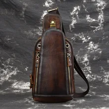 Genuine Leather Sling Rucksack Backpack Travel Knapsack Natural Skin High Quality Retro font b Men b