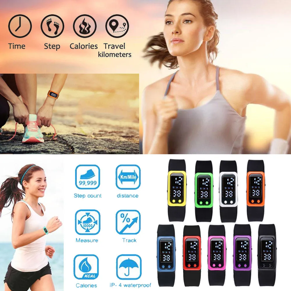 Wrist Sport Fitness Watch Run Step Watch Bracelet Pedometer Calorie