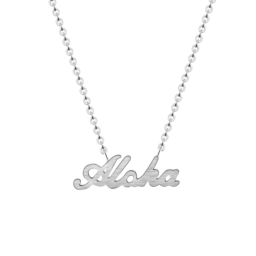 

ACEBFEET New Stainless Steel Letter Aloha Pendant Necklace Link Chain Alphabet Necklaces for Women Mom Jewelry Kolye Collier