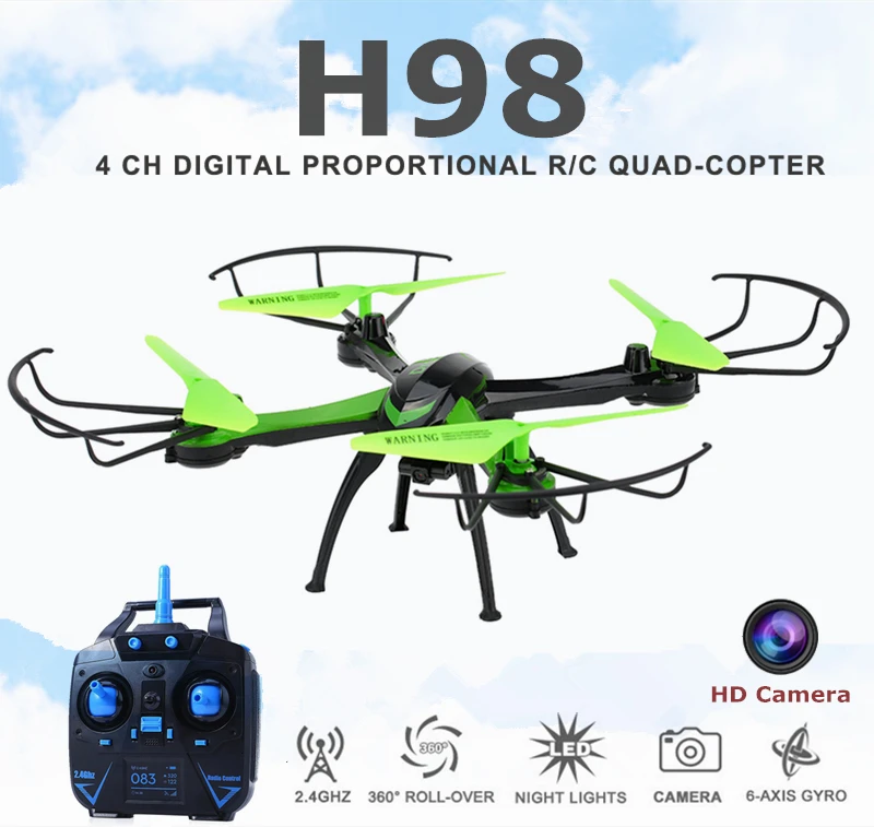 Buy Cheap Rc Quadcopter With Camera HD Mini Flying Camera Helicopter 2.4G 4CH Dron Headless Mode Copter Jjrc H98 Remote Control Drones