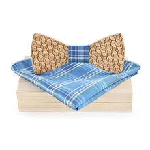 Mantieqingway мужские деревянные бабочкой Pocket Square Set Свадебные полиэстер платок галстуки дерева лук галстук для Для женщин галстук-бабочка