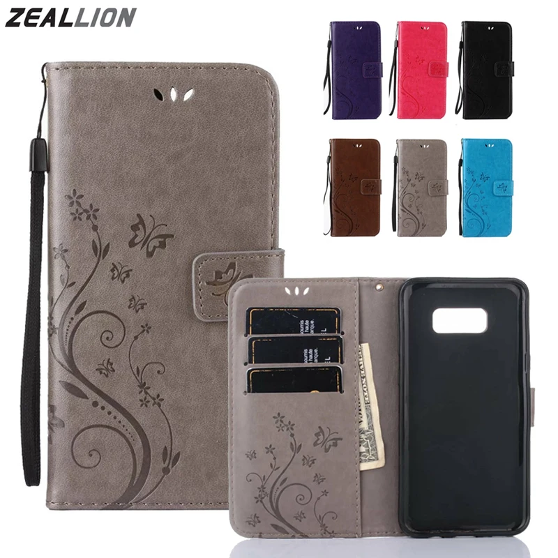 

ZEALLION For Samsung Galaxy S9 S8 S7 S6 S5 S4 Edge Plus Note 8 J3 J5 J7 A3 A5 2017 2018 Prime Butterfly Leather Wallet Case