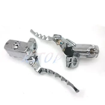 

1" Chrome Skull Hand Control Reservoir Brake Clutch Levers For Harley Choppers Cruiser
