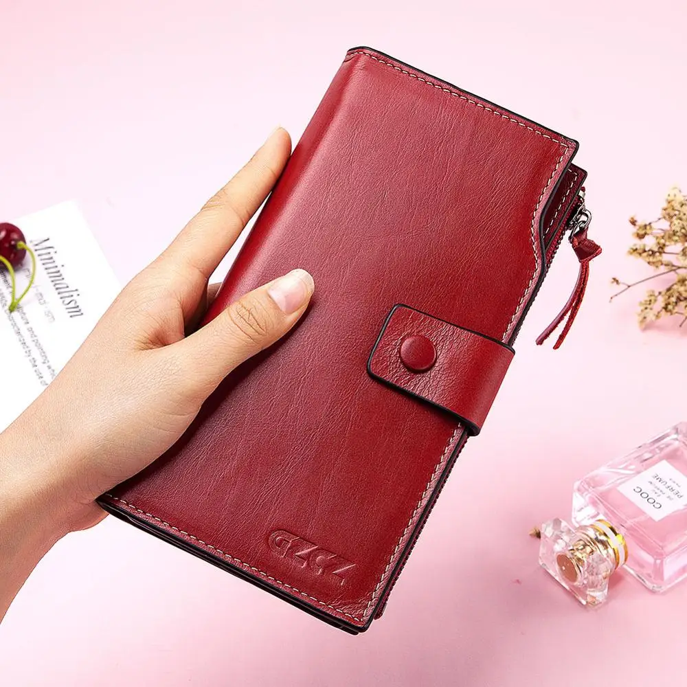 Genuine Leather Women Wallet and Female Clutch Coin Purse Portomonee Phone Bag Card Holder Handy High Quality