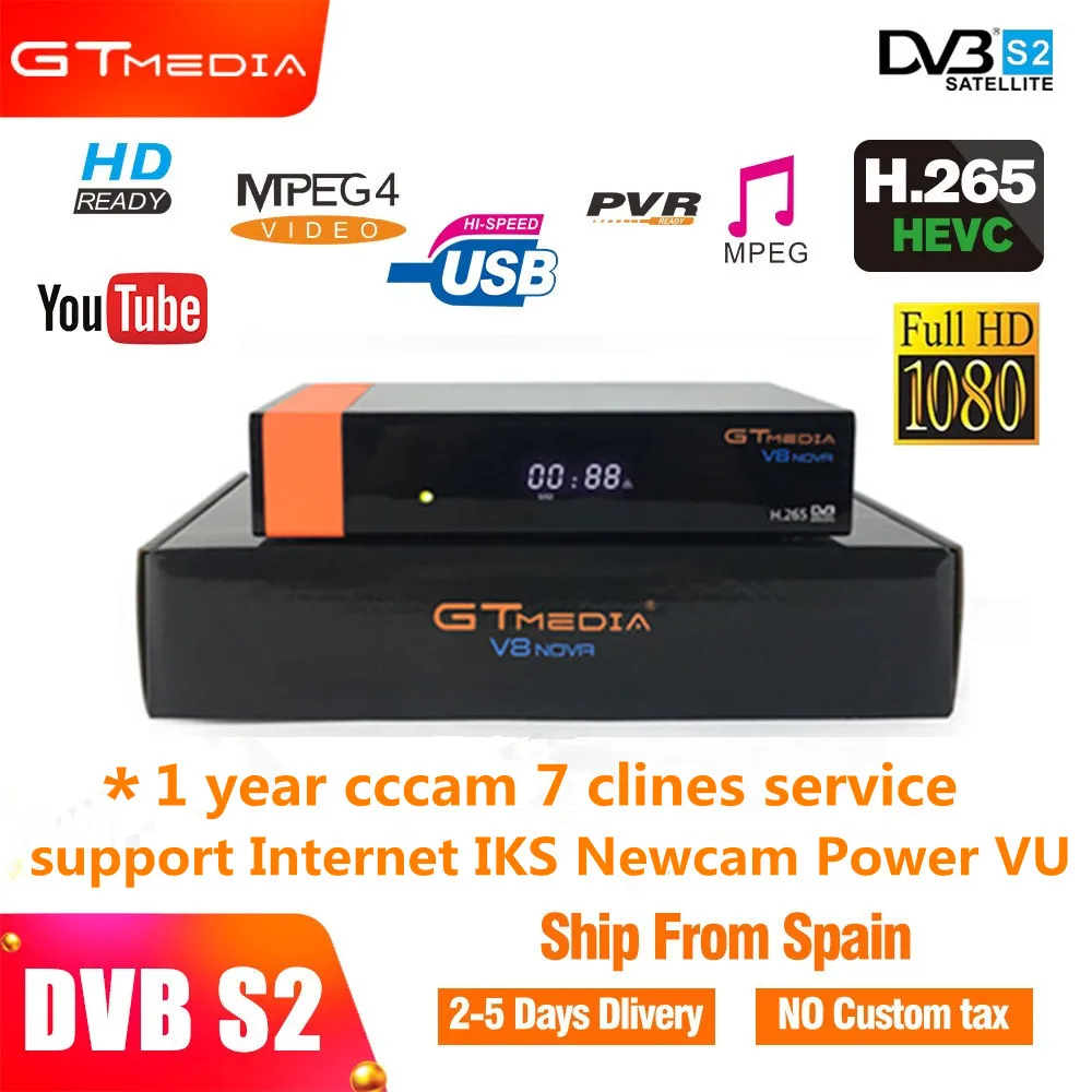 

1 year Europe cccam gtmedia v8 nova built-in wifi dvb-s2 satellite receiver fta support IPTV Dobly Biss H.265 freesat v8 super
