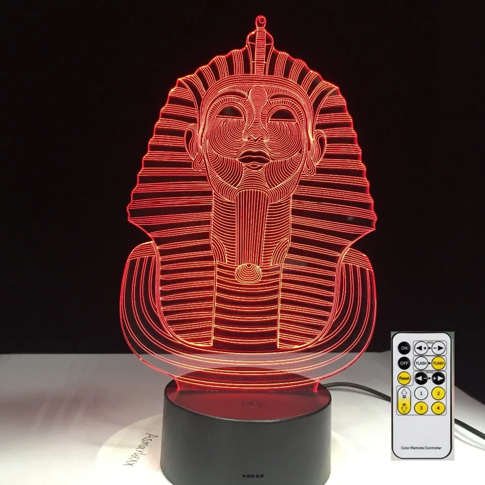Египетский Сфинкс Фараона 3D светодиодный светильник USB Ночной сенсорный РФ Пульт