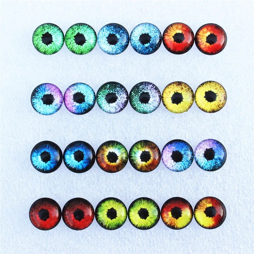 6 Eye Cabochons Dragon Eye Cabochons 12mm Round Glass Flat Backs Domed Blue