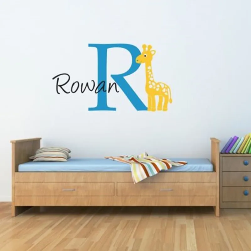 custom personalised name giraffe wall decal sticker nursery boy girl
