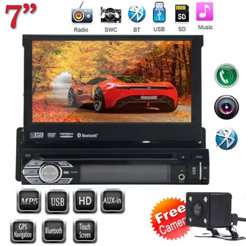 

Free Rear Camera+Latest Design Panel Detachable 7'' single din Car DVD Player GPS Navigation in dash car styling Car Stereo