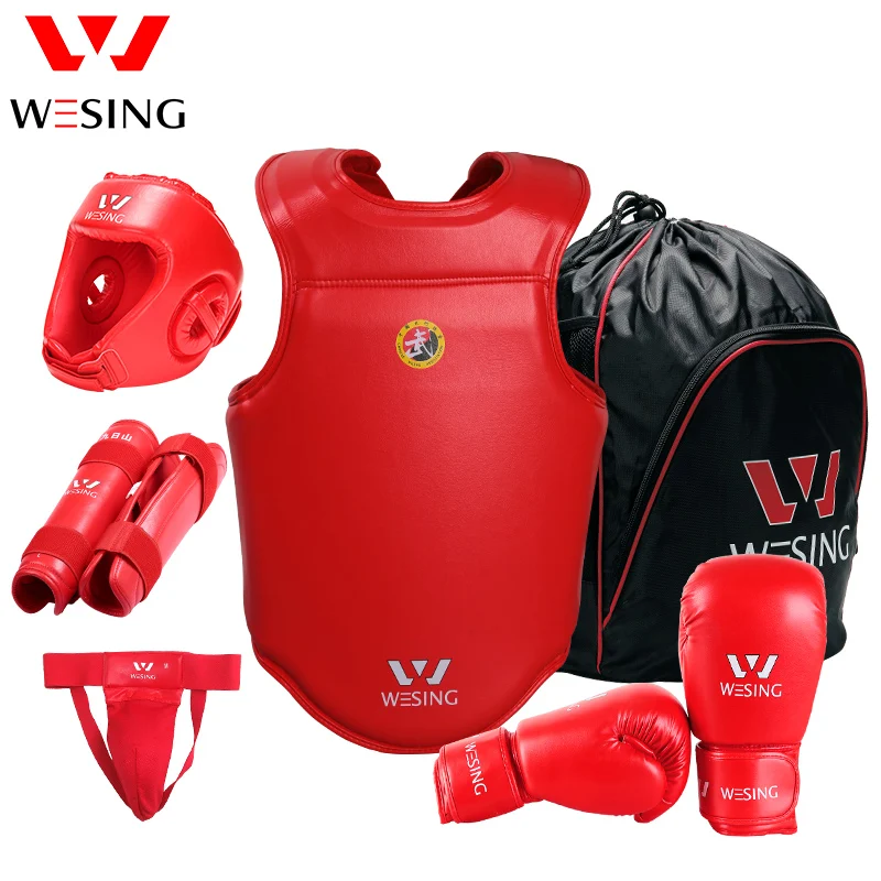 WESING 6 Pcs Martial Arts Wushu Sanda Protective Gears Men Women Head
