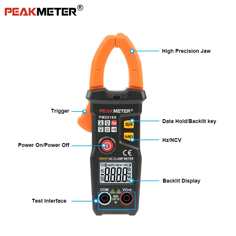 Цифровой мини мультиметр PEAKMETER PM2016S цифровой измеритель переменного тока