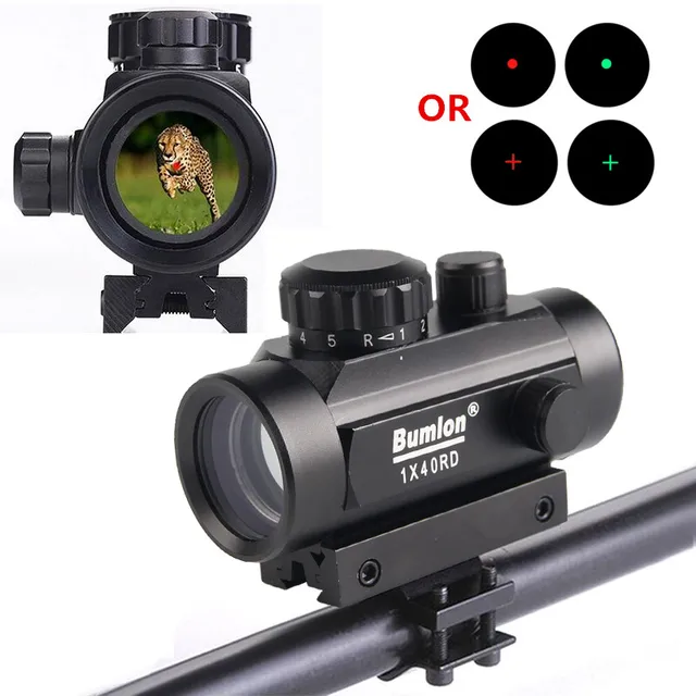 US $16.24 Bumlon Tactical Holographic 1x40 Red Dot Sight Airsoft Scope Red Green DotCross Hair Riflescope Hu