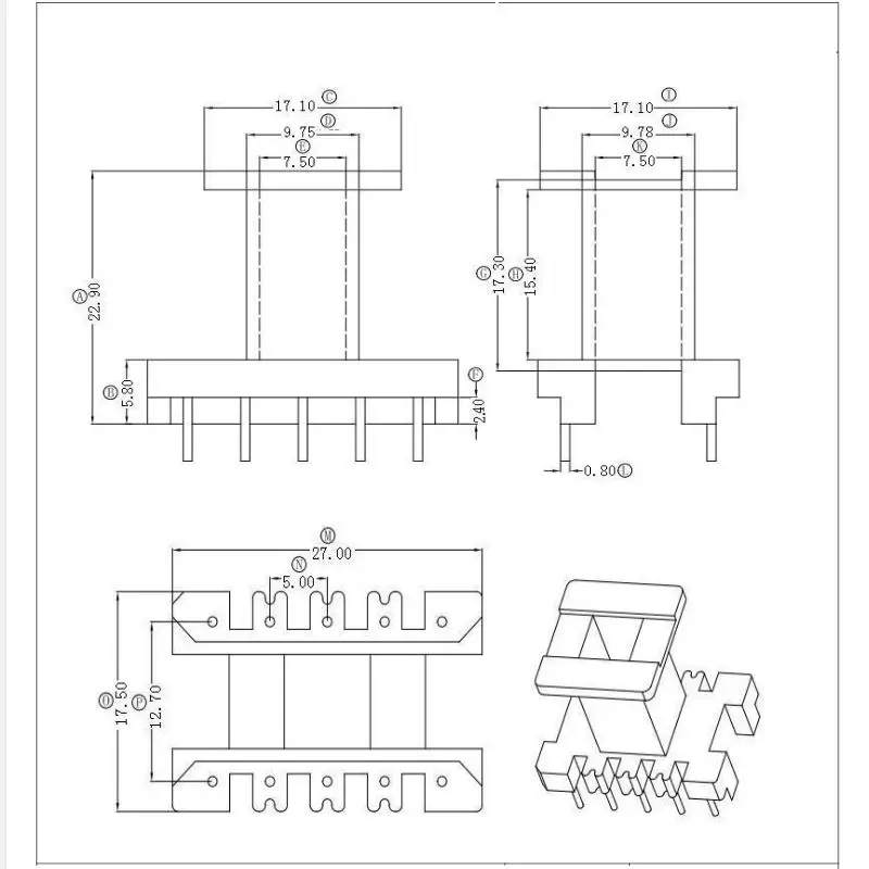 RANLO EF25 /13/7 трансформаторы катушка PC40 N87 магнит ферритовый сердечник 5 5pin