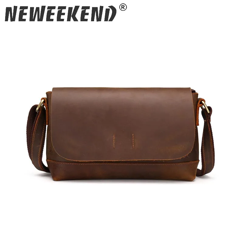 

Vintage Style Genuine Cowhide Leather Crossbody Shoulder Sling Bag Little Handbag Briefcase Pouch For Male Man LS8896