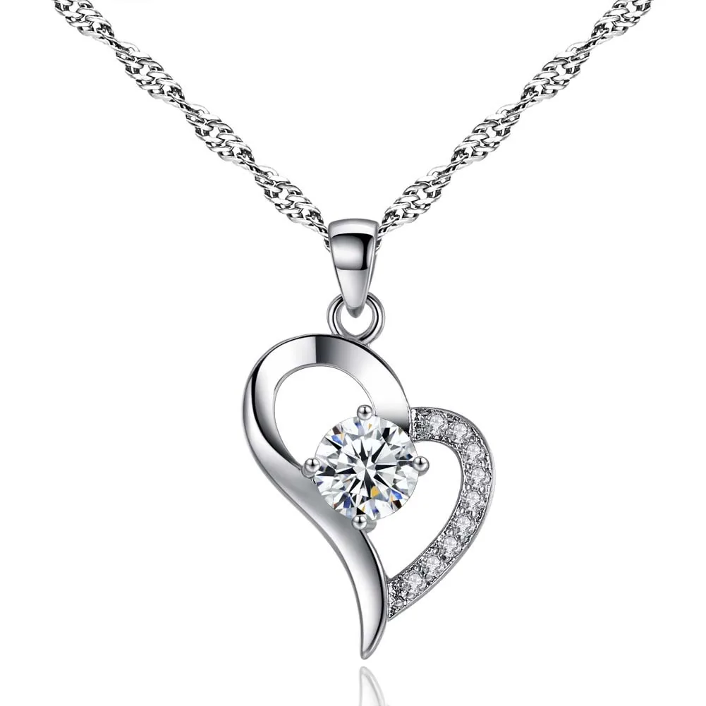 

Heart Diamond Necklace Sales Fashion Heart Hanging Necklace Heart-shaped Korean Women's Love Crystal Necklace