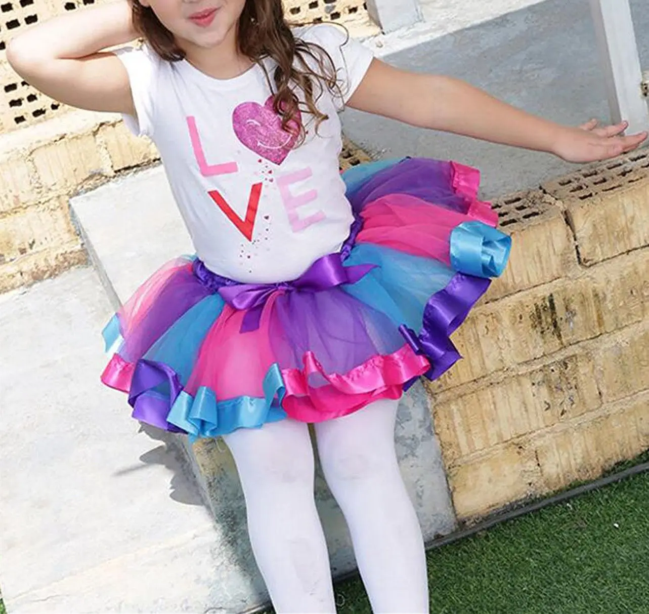 Новая модная летняя Радужная юбка с высокой талией для мамы и дочки, юбка-пачка на праздник, одинаковые комплекты юбка с бантом одежда для маленьких девочек