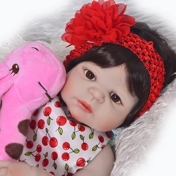 

Full Silicone Reborn Baby Menina Alive 23'' Newborn Baby Dolls girl bebe Infant REBORN Truly Kids Playmates boneca rebon