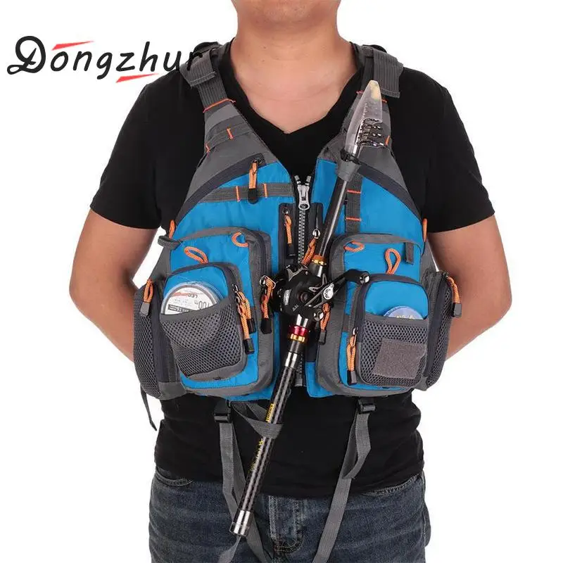 

Dongzhur Fishing Life Vest Men Outdoor Sport Breathable Swimming Life Jacket Safety Waistcoat Survival Utility Vest Colete New