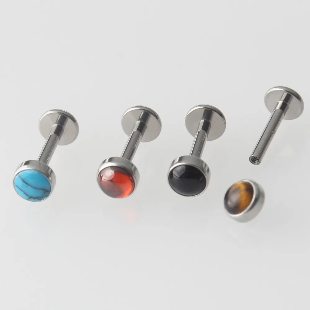 

316L Surgical Steel Tops Labret Lip Piercing With G23 Titanium Internally Threaded Base Ear Cartilage Tragus Helix Stud Jewelry