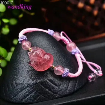 

(bead 6mm) Natural Strawberry fox+ quartz crystal bracelet (fox:23*14mm)