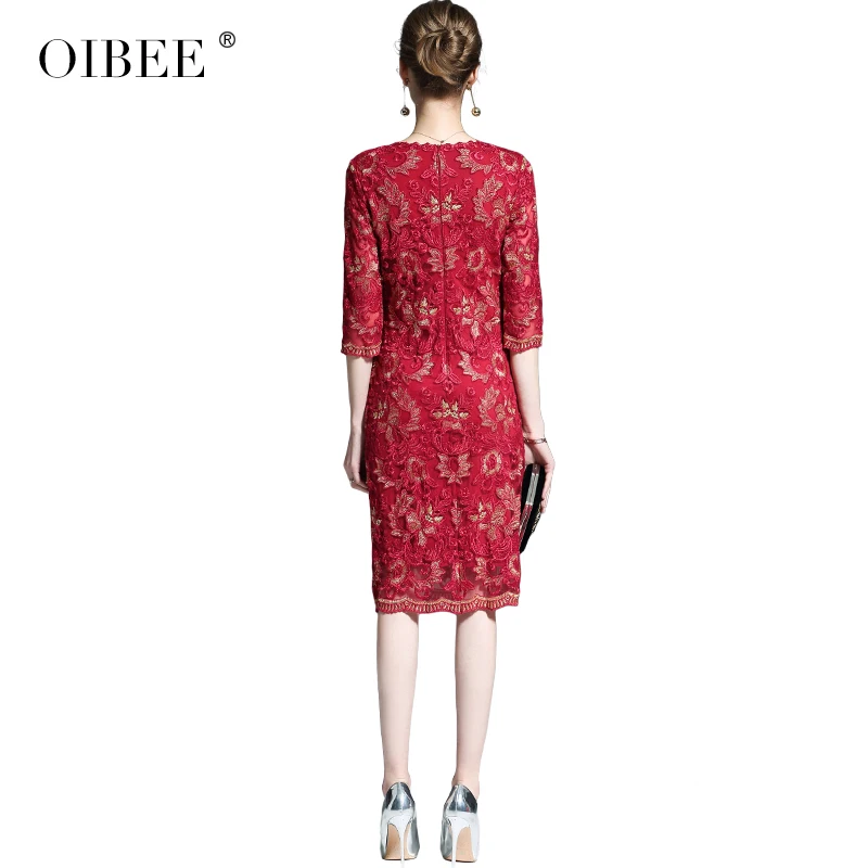 OIBEE2019 весеннее и летнее Новое Женское модное кружевное платье с вышивкой платье для матери