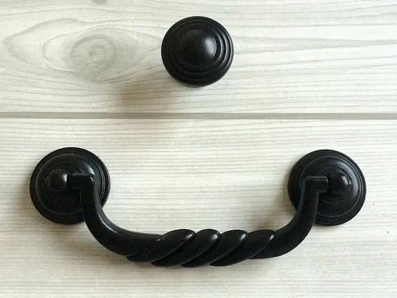 4 3 Dresser Knob Drawer Pulls Handles Retro Rustic Black French