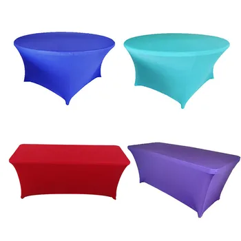 

Meijuner 1pcs Rectangular Spandex Lycra Table Cover Stretch Tablecloth Wedding Party Hotel Decor Round Stretch Table Cover MJ040
