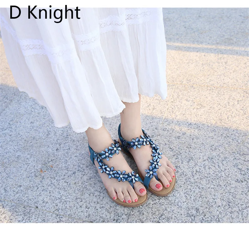 Boho Women Shoes Comfort Sandals Summer Fashion Crystal Flip Flops High Quality Flat Sandals Gladiator Sandalias Plus Size 42  (7)