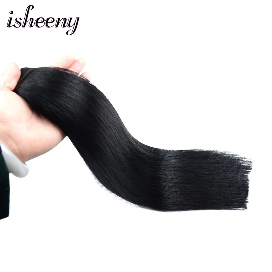 Isheeny конский хвост Remy человеческие волосы 14 &quot18&quot 22 &quot прямые прически зажим для