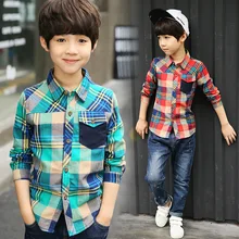Блузки для мальчиков; рубашки в клетку с длинными рукавами для мальчиков; топы; весна г.; детская одежда; хлопковая школьная форма для мальчиков-подростков; детская рубашка