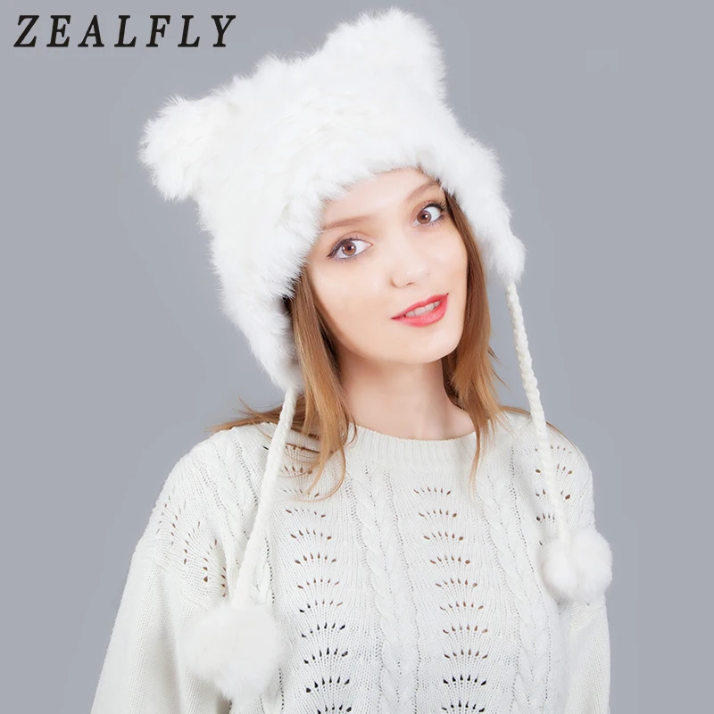 

Within Riga Velvet Velvet Rabbit Fur Hats For Women Winter Hats Cute Ear Cap For Girls Solid Colors Fashion Ladies Hats