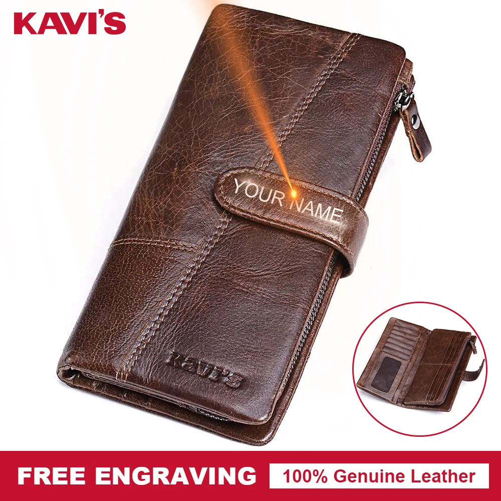Кошелек KAVIS Free с гравировкой из натуральной кожи мужской кошелек для монет