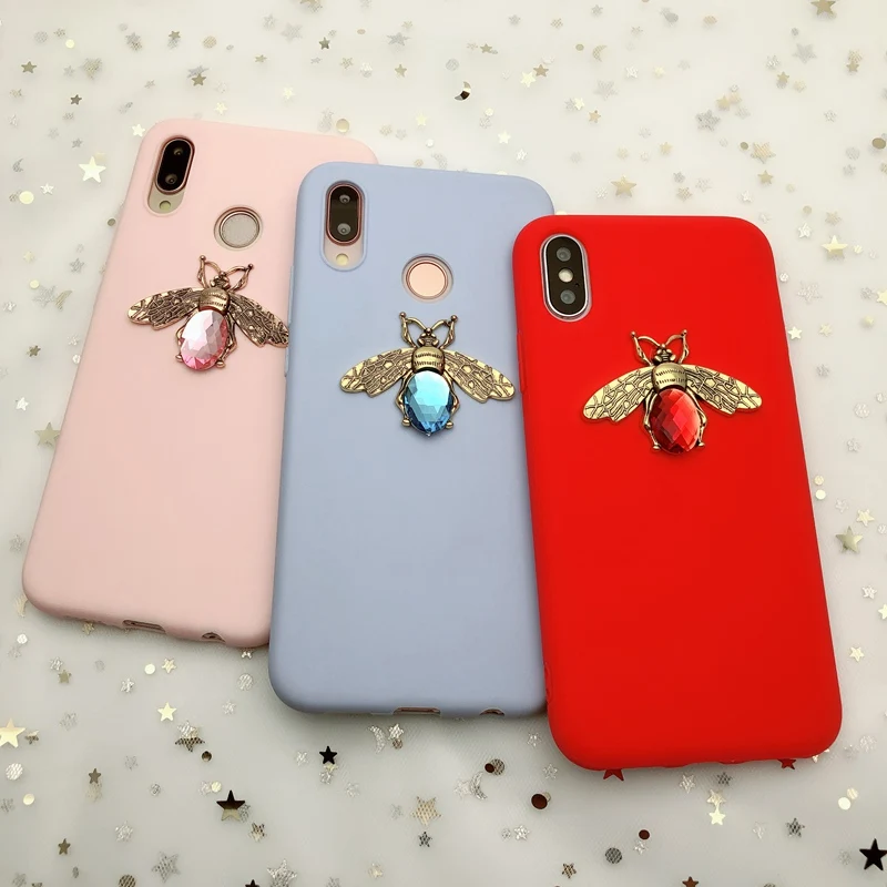 

Candy Color Diamond Bee Case For iPhone 7 8 Plus XS Max XR Cases For iPhone X 8 7 6 6S Plus 5 SE Soft Silicon Cover Back Fundas