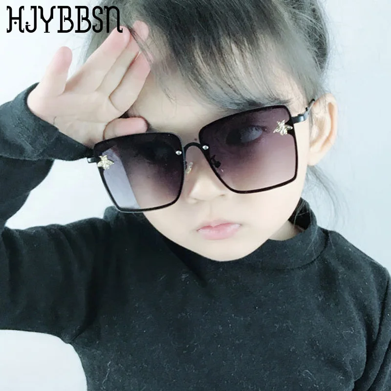 HJYBBSN негабаритных квадратных Bee мальчиков солнцезащитные очки мода родитель-ребенок дети солнцезащитные очки милые оттенки Открытый защитные очки UV400