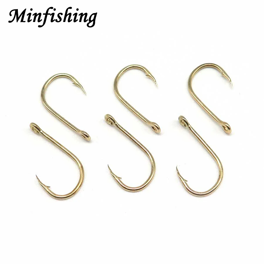 Minfishing 500pcs/lot Gold Fishing Hook Mixed Size 3 12 Fishhooks