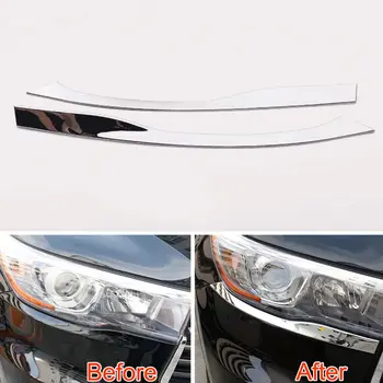 

BBQ@FUKA Car Headlight Eyebrow Head Lights Lamp Eyelash Cover Strip Trim Styling Sticker Fit For Toyota Highlander 2015