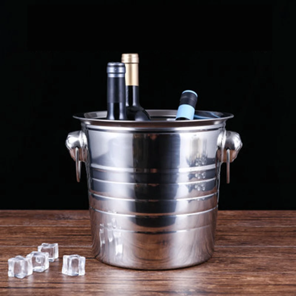 Нержавеющая стальное ведро для льда толстый держатель льда контейнер для бара вечерние шампанское Вино Баррель серебро