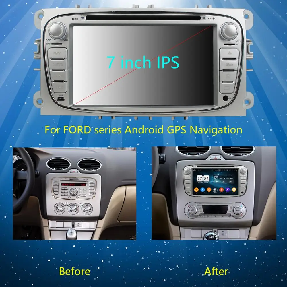 Автомобильный DVD плеер 7 дюймовый IPS 8 ядер 4 Гб + 64 ГБ Android 9 0 для Ford Kuga Focus S Max C Mondeo Galaxy